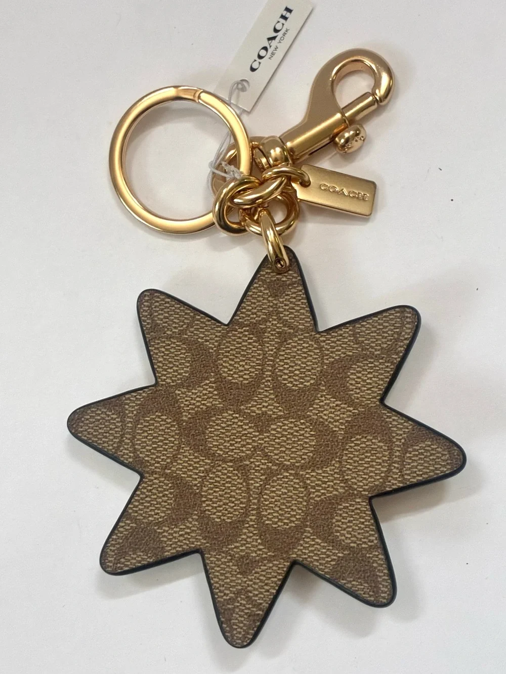 Coach Mixed Patchwork Star Bag Charm Keychain Pink Glitter Discounted F40702 NWT